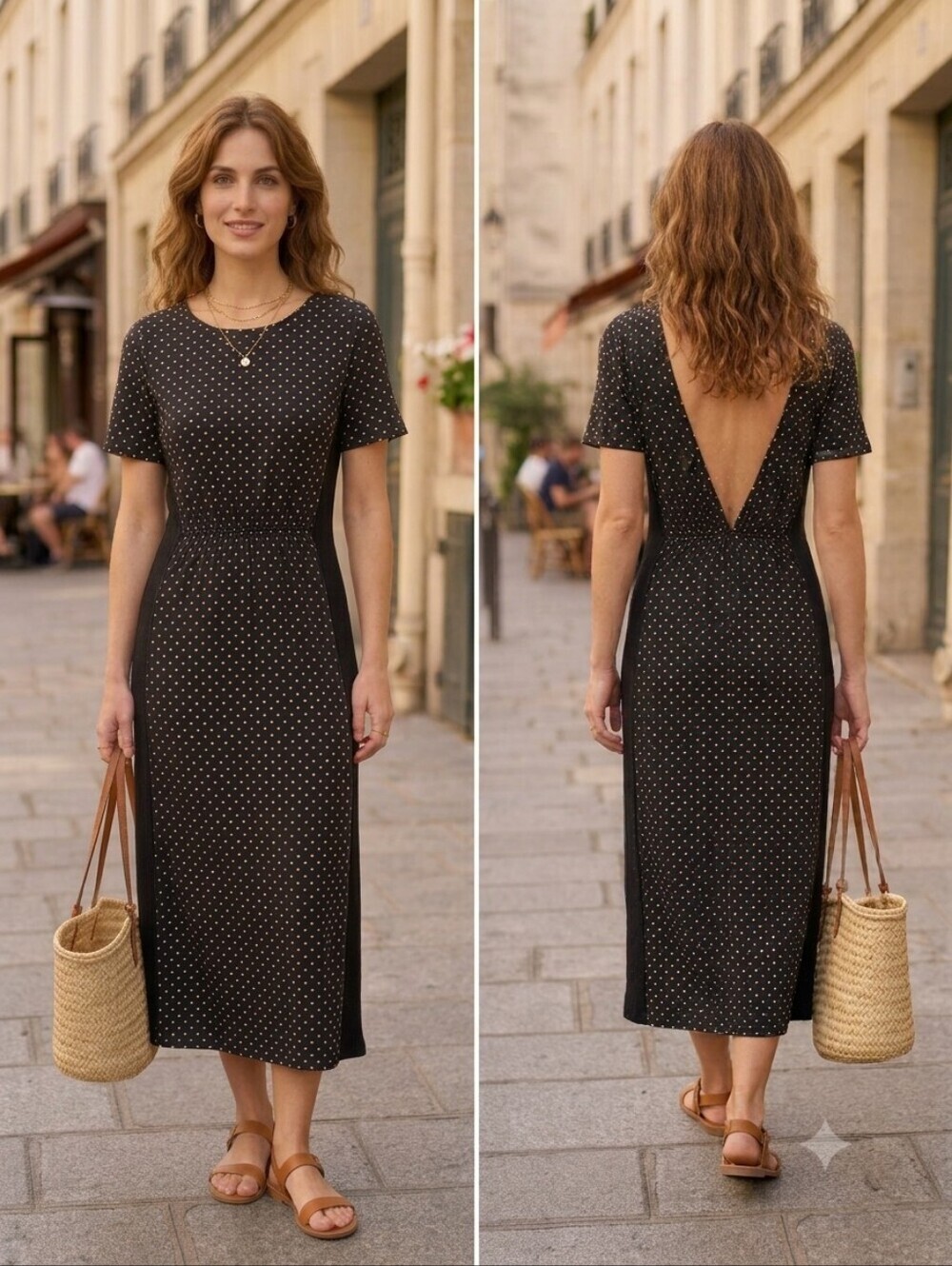 💕SEZANE💕 Luce Dress ~ Black Ecru Polka Dots Small 100% Pima Cotton